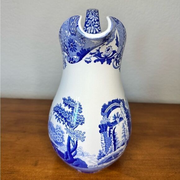 Spode Blue Italian Camilla Pitcher Jug 8 3/4" Made In England C 1816 NEW - Picture 4 of 5